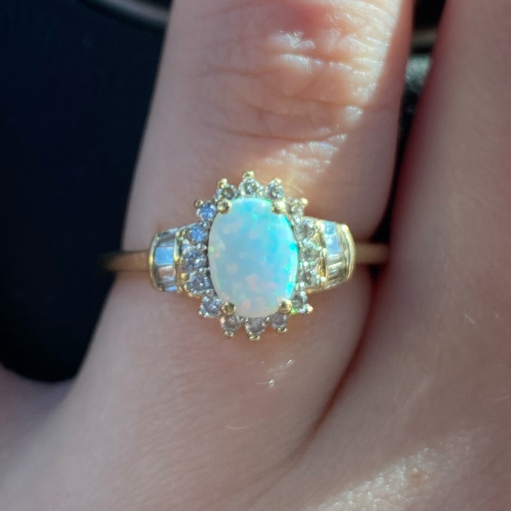 Opal and diamond ring